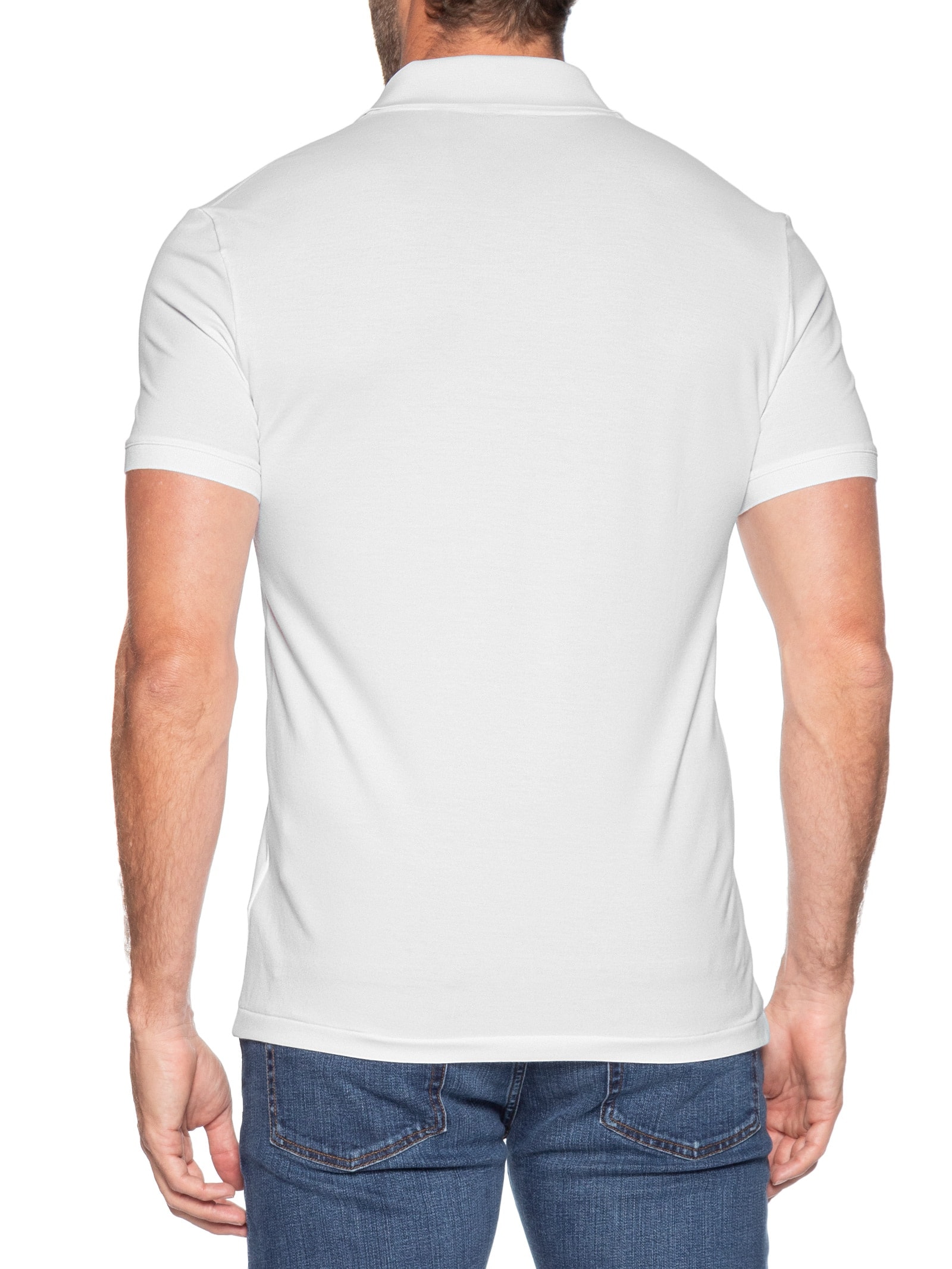 Polo Masculina Regular Fit Gola Jacquard Ultra Light Piquet Branco Lacoste