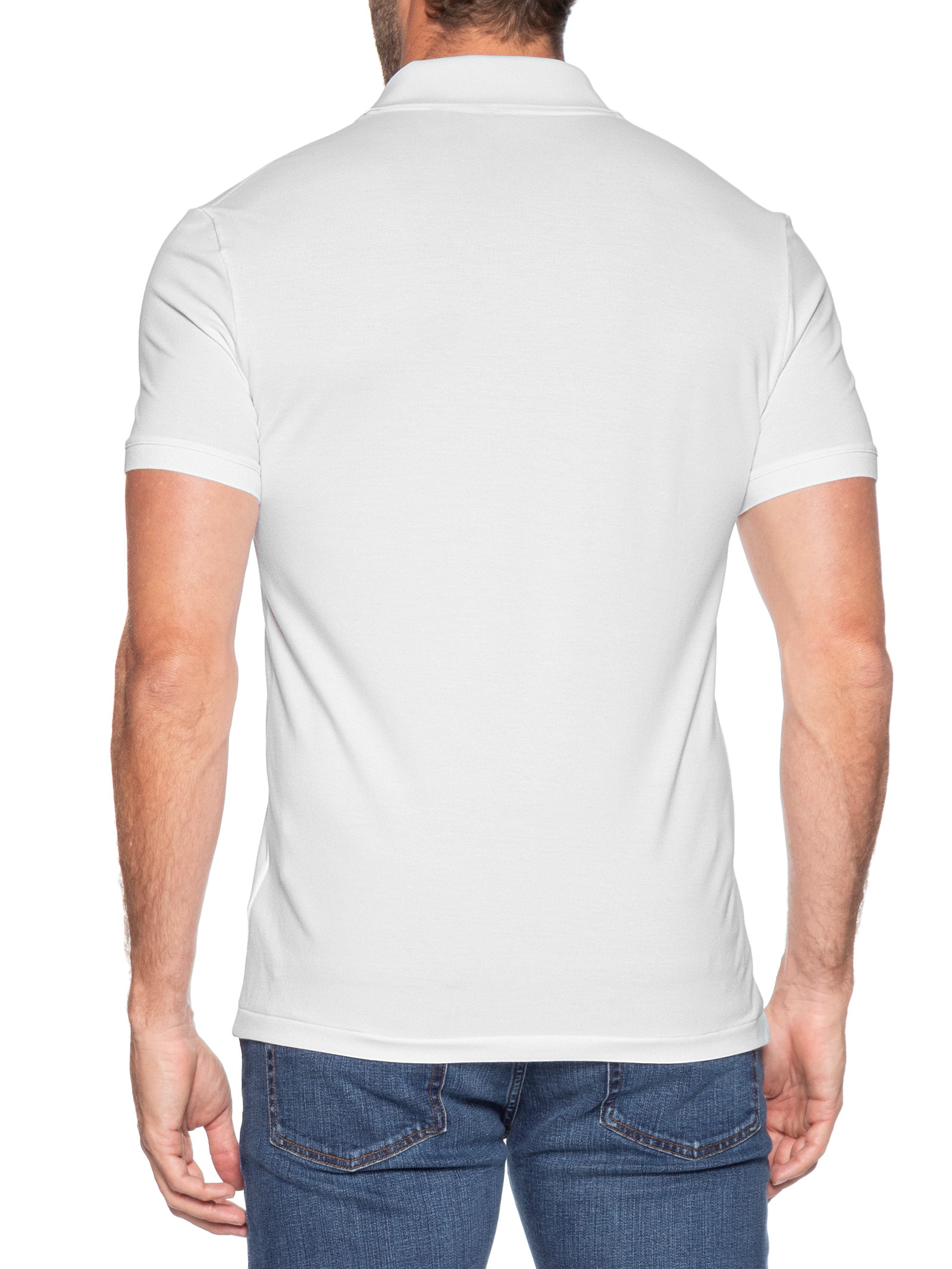 Polo Masculina Regular Fit Gola Jacquard Ultra Light Piquet Branco Lacoste