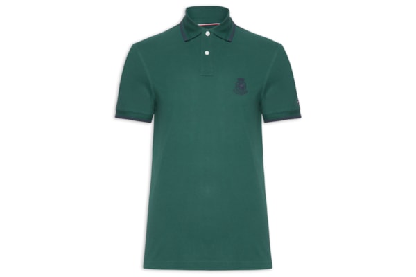 Polo Masculina Regular Fit Holiday Crest Em Algodão - Verde