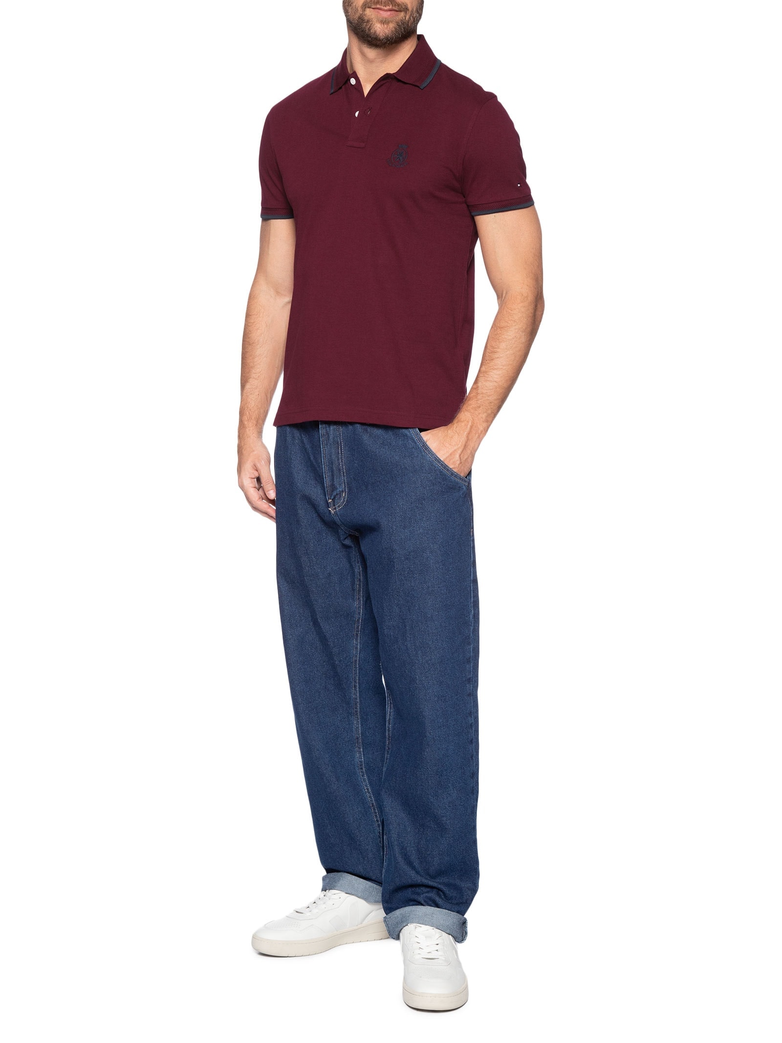 Polo Masculina Regular Fit Holiday Crest Vermelho Tommy Hilfiger