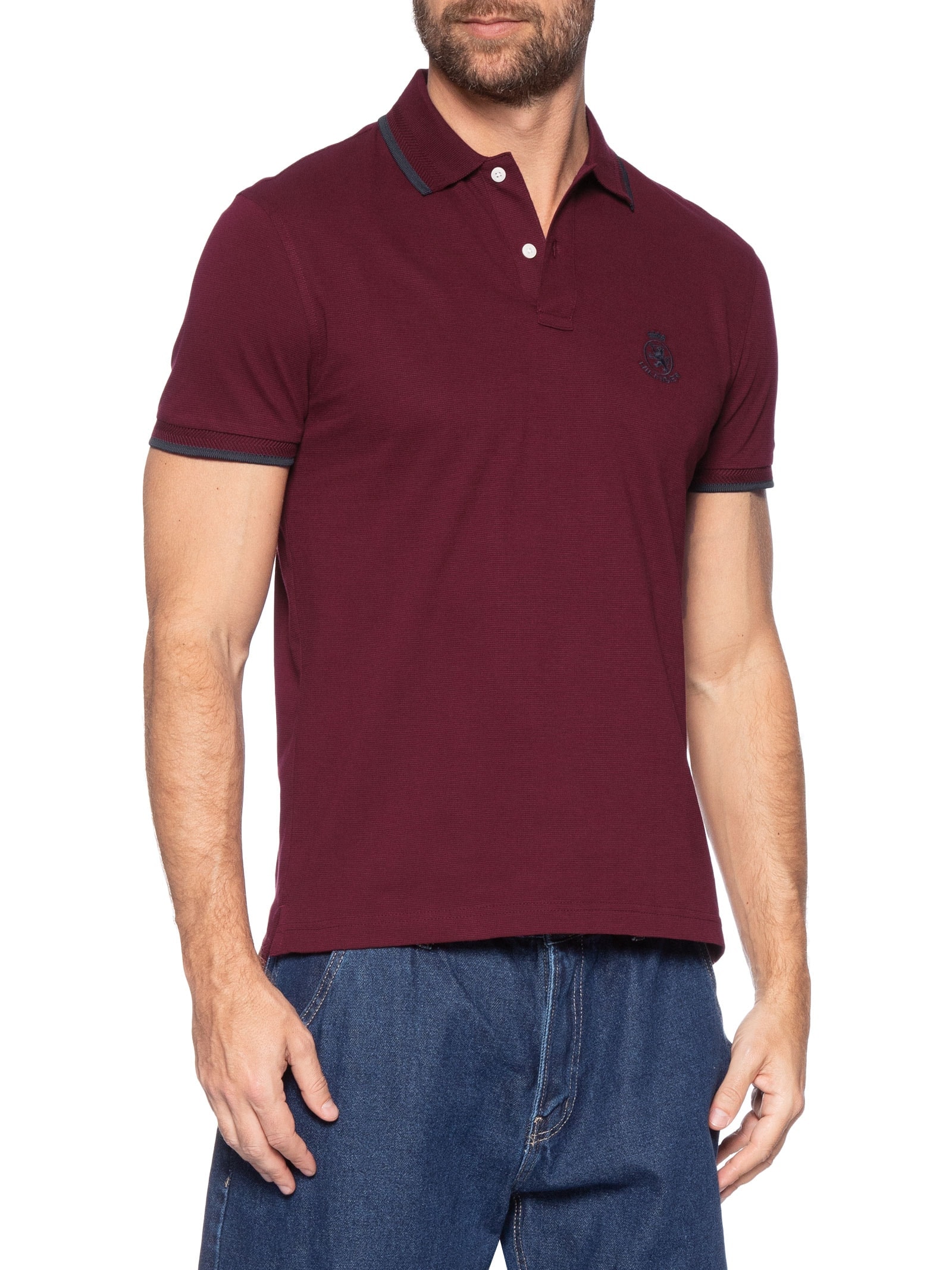 Polo Masculina Regular Fit Holiday Crest Vermelho Tommy Hilfiger
