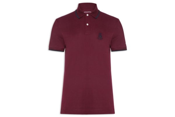 Polo Masculina Regular Fit Holiday Crest - Vermelho