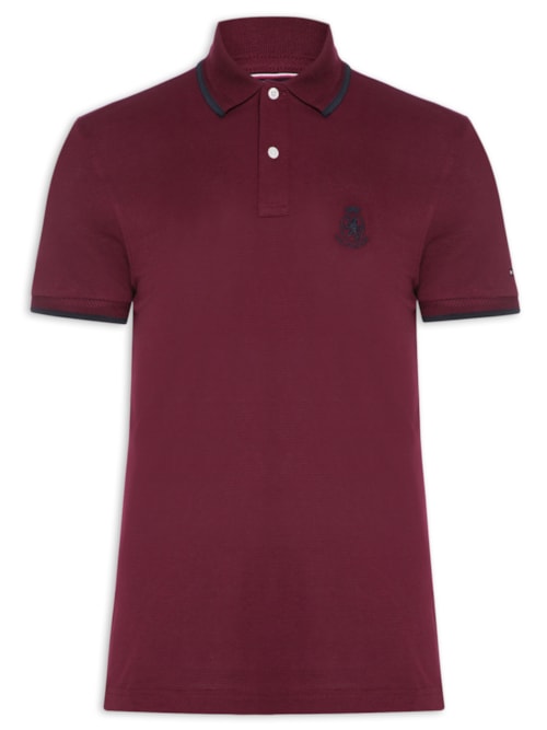 Polo Masculina Regular Fit Holiday Crest – Vermelho