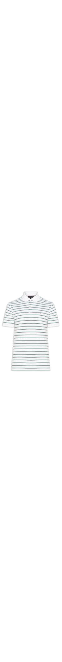 Polo Masculina Regular Fit Interlock Stripped Em Algodão - Verde