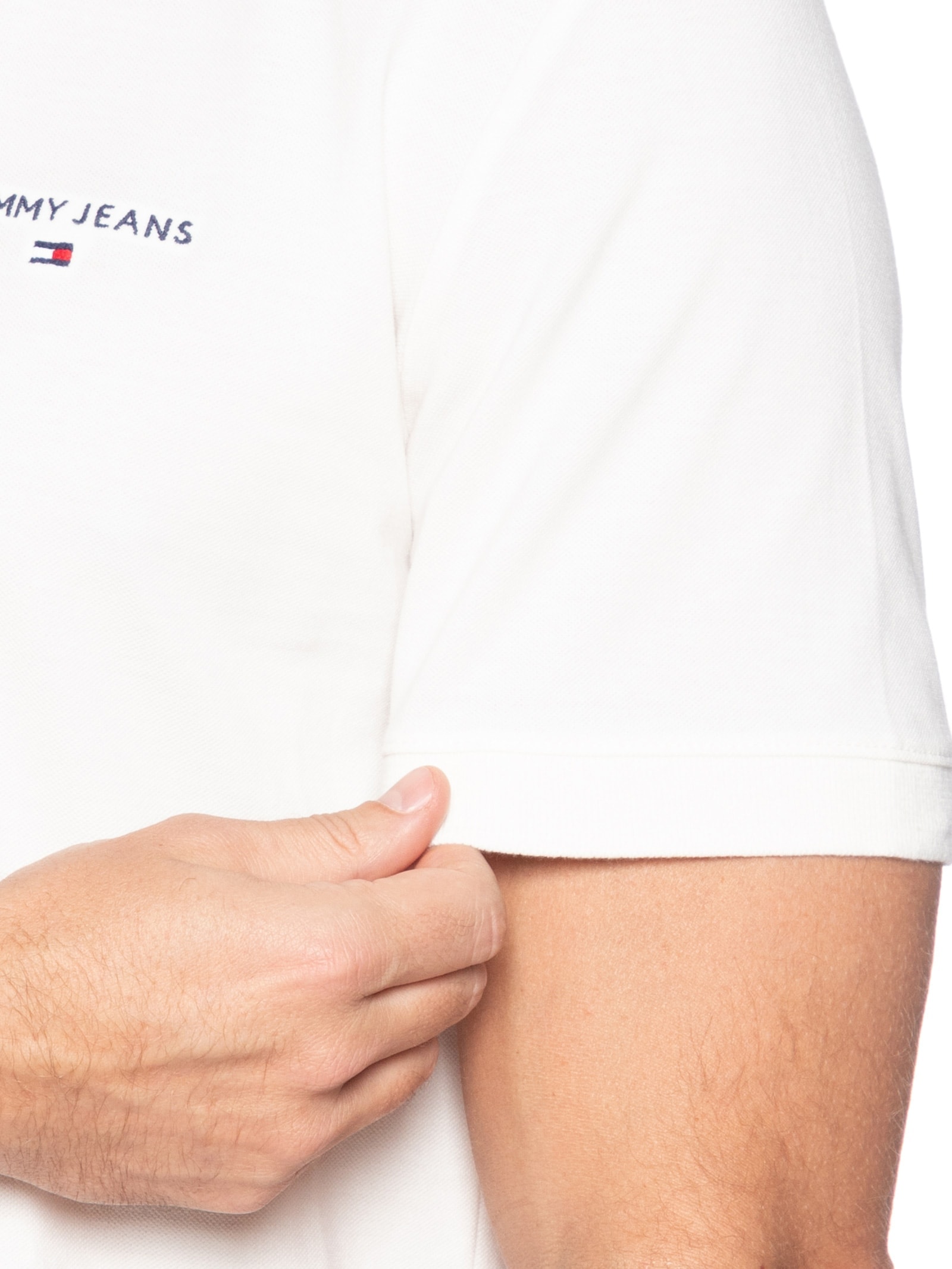Polo Masculina Regular Fit Linear Branco Tommy Jeans
