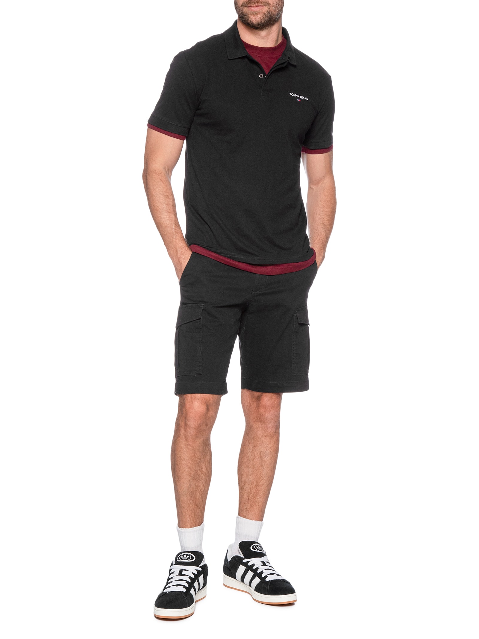 Polo Masculina Regular Fit Linear Preto Tommy Jeans