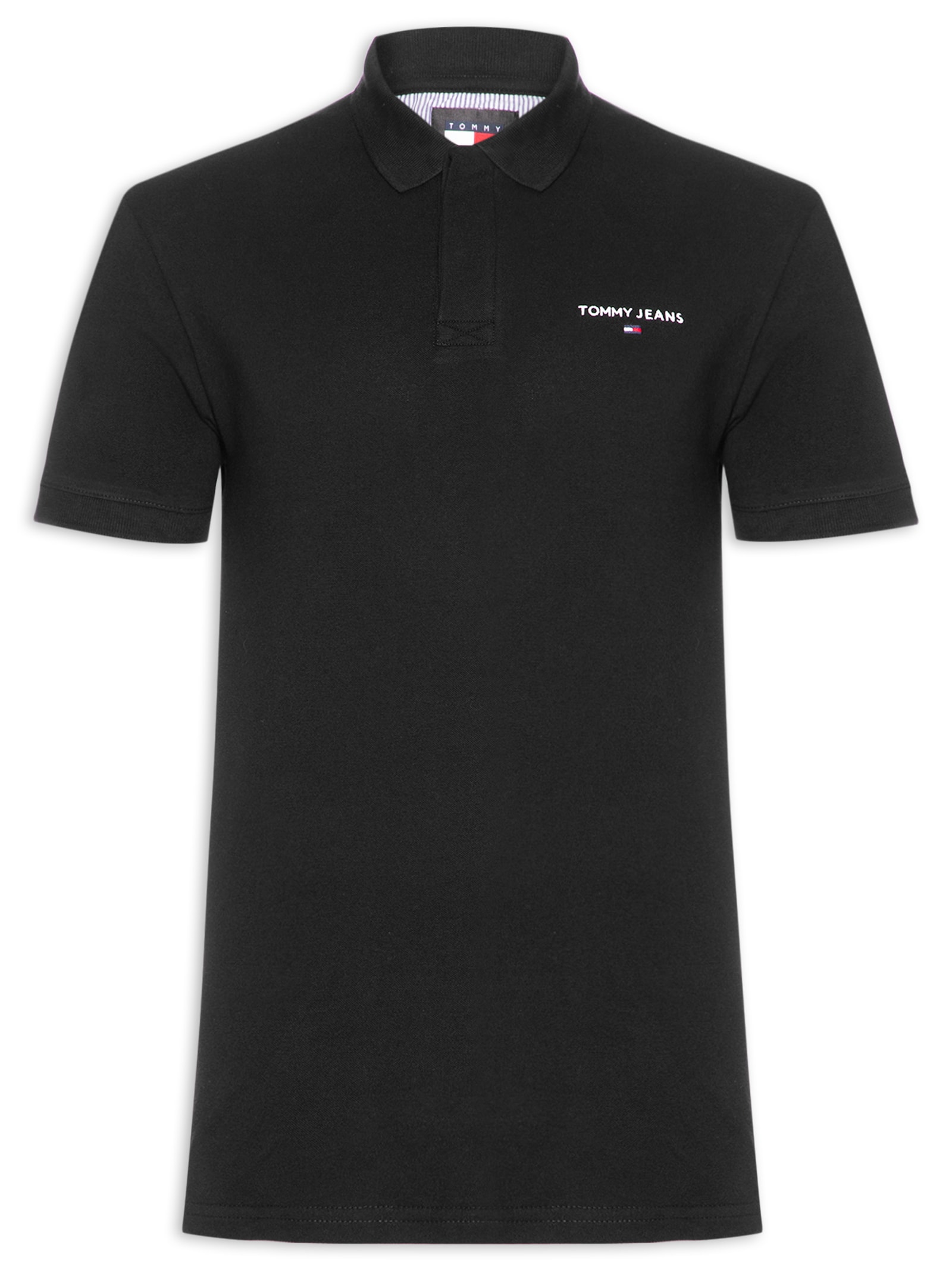 Polo Masculina Regular Fit Linear Preto Tommy Jeans