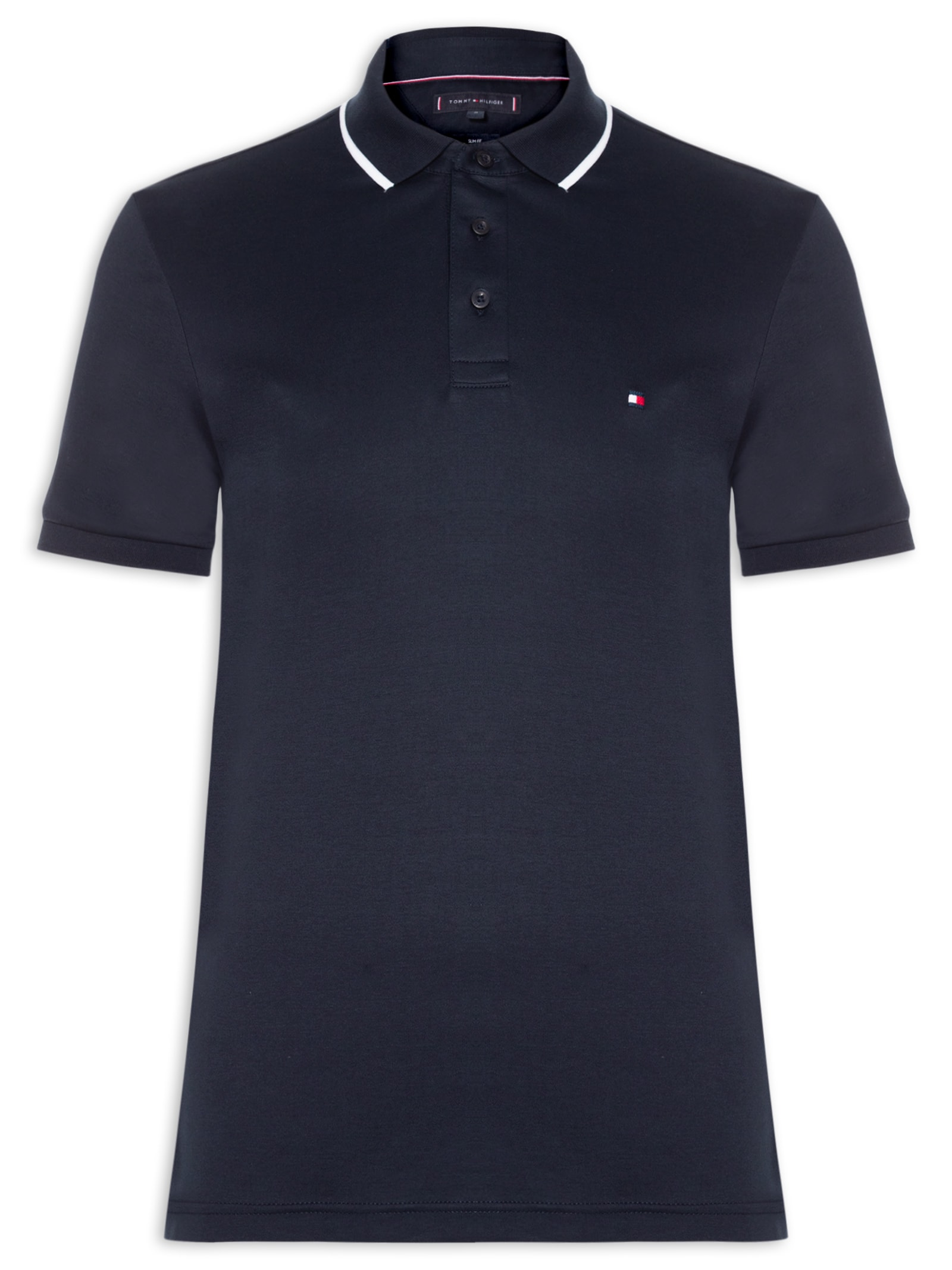 Polo Masculina Regular Fit Liquid Cotton Azul Tommy Hilfiger