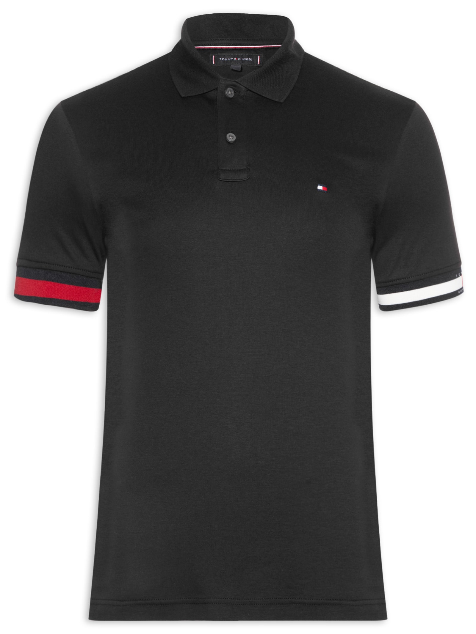Polo Masculina Regular Fit Liquid Cotton Preto Tommy Hilfiger