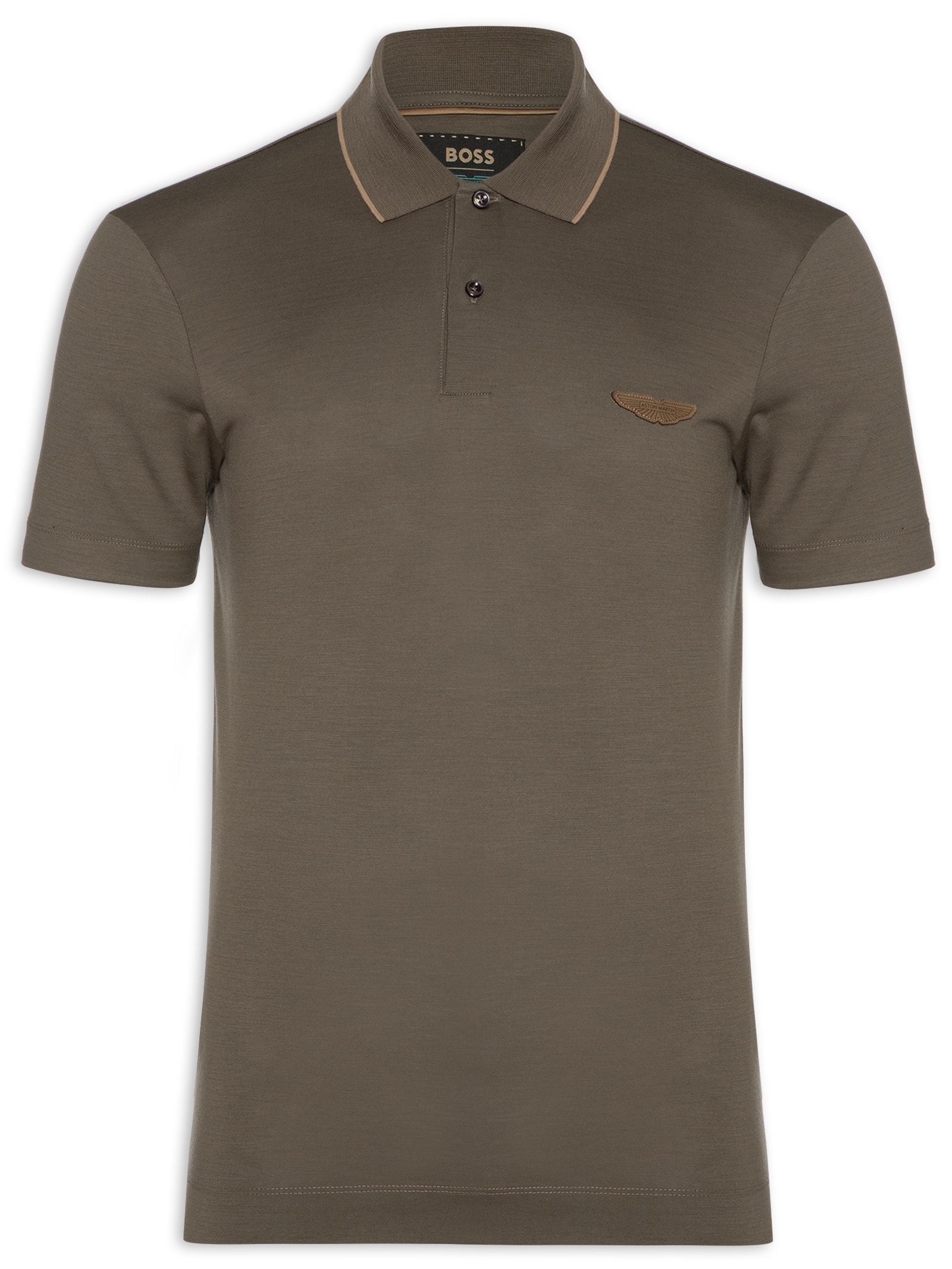 Boss - Polo Masculina Regular Fit Logo Aston Martin - Marrom