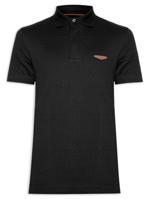 Polo Masculina Regular Fit Logo Aston Martin - Preto