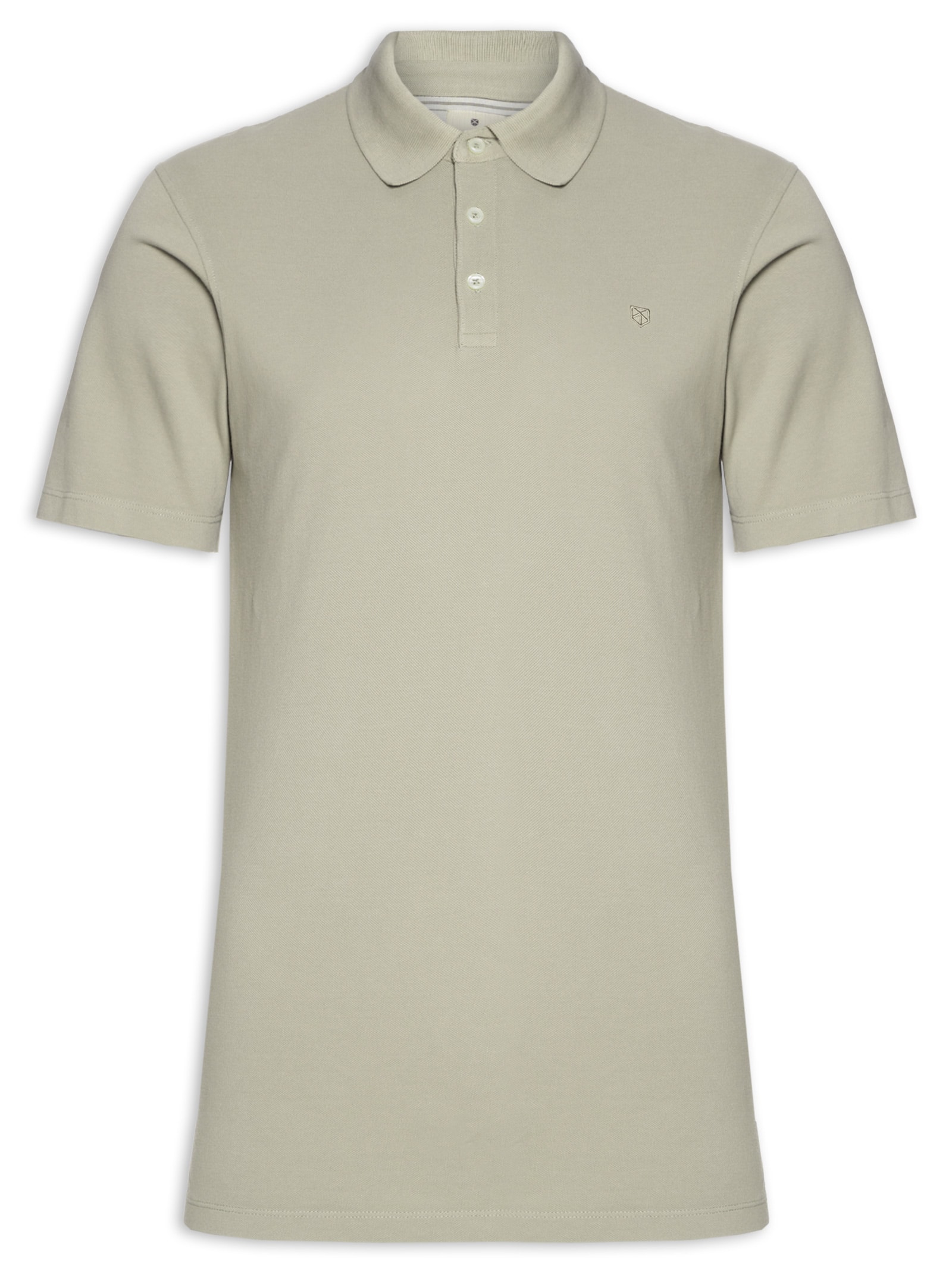 Polo Masculina Regular Fit Logo Bordado Bege Jack & Jones