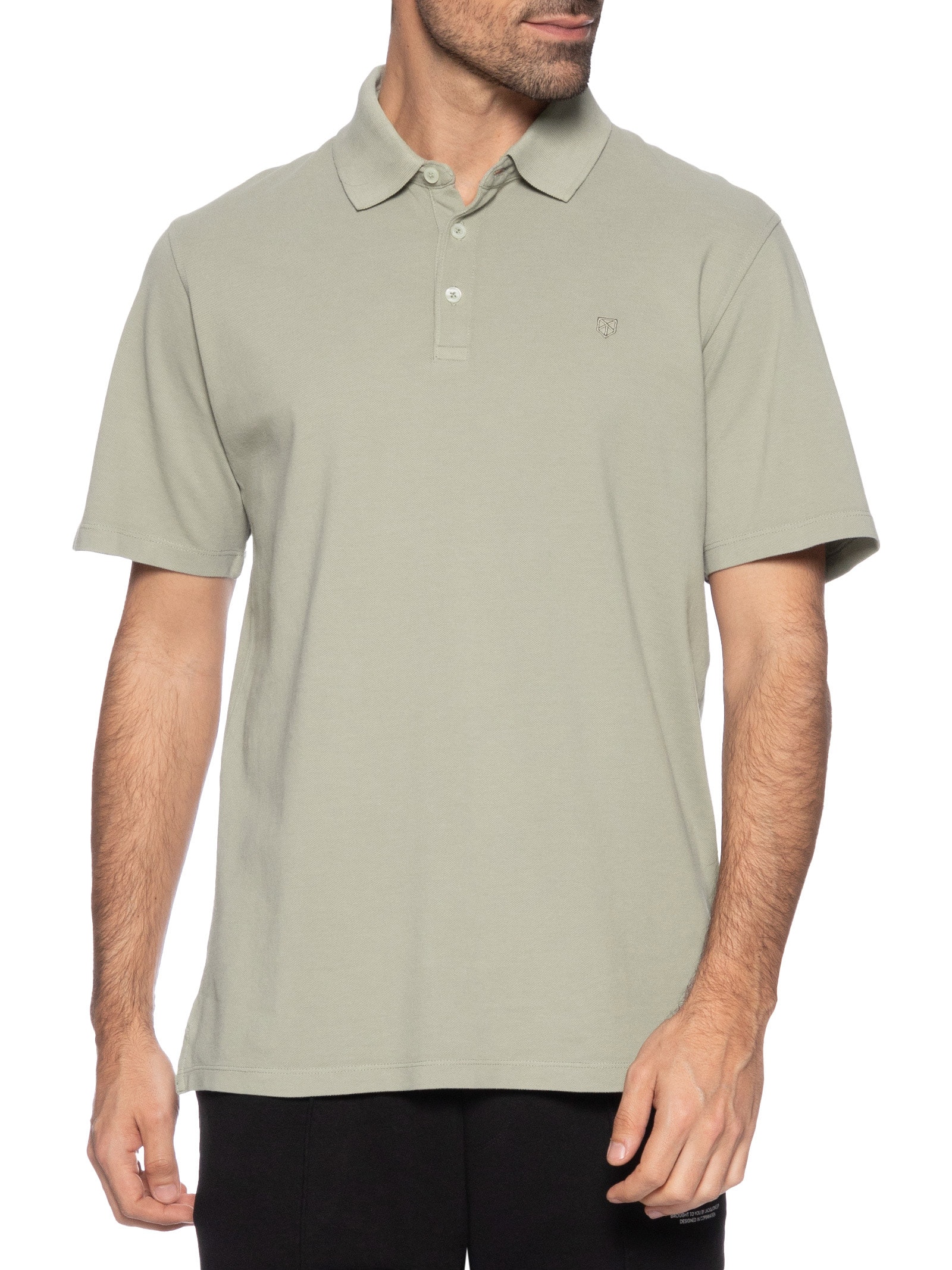 Polo Masculina Regular Fit Logo Bordado Bege Jack & Jones