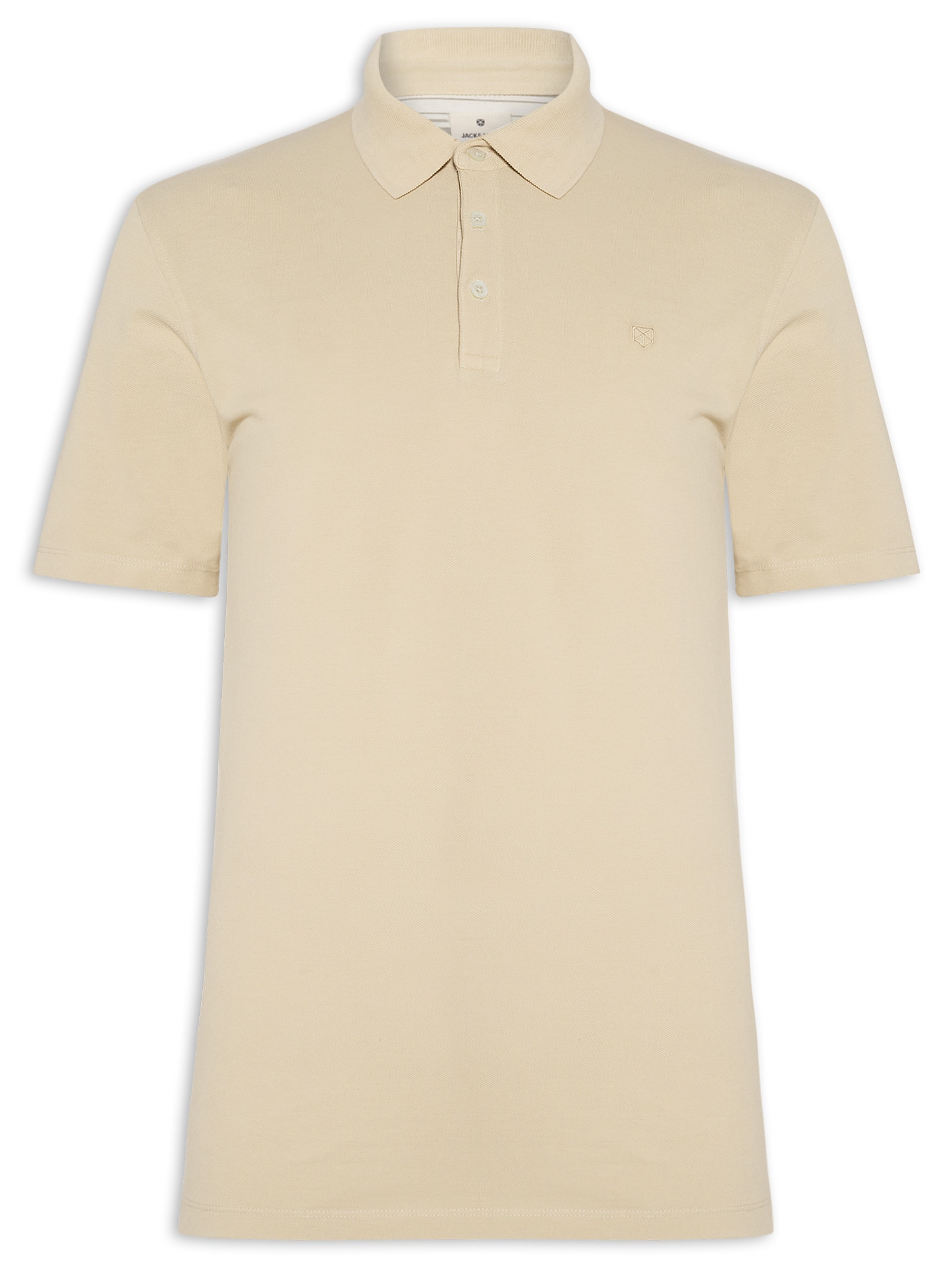 Polo Masculina Regular Fit Logo Bordado Bege Jack & Jones