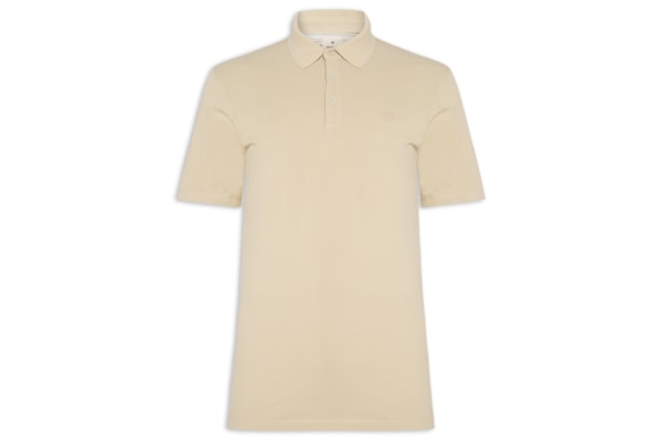 Polo Masculina Regular Fit Logo Bordado - Bege
