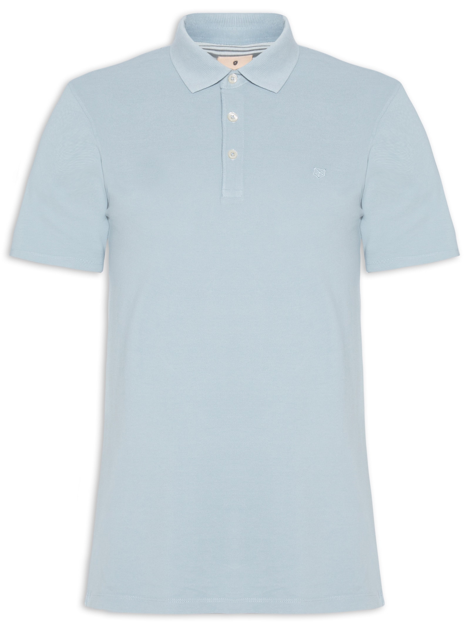 Polo Masculina Regular Fit Logo Bordado Piquet De Algodão Azul Jack & Jones