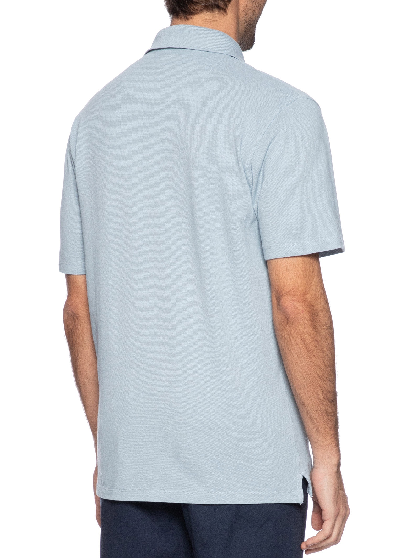 Polo Masculina Regular Fit Logo Bordado Piquet De Algodão Azul Jack & Jones