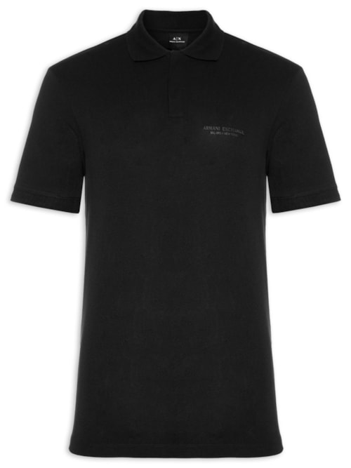 Polo Masculina Regular Fit Logo Milano – Preto