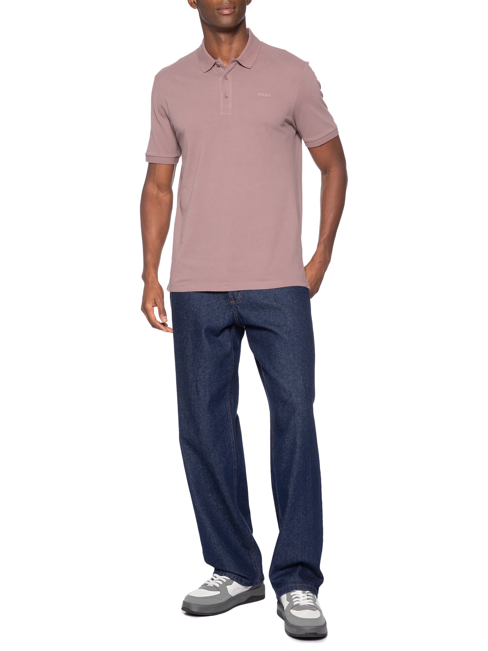 Polo Masculina Regular-Fit Logo Print Donos222 Marrom Hugo