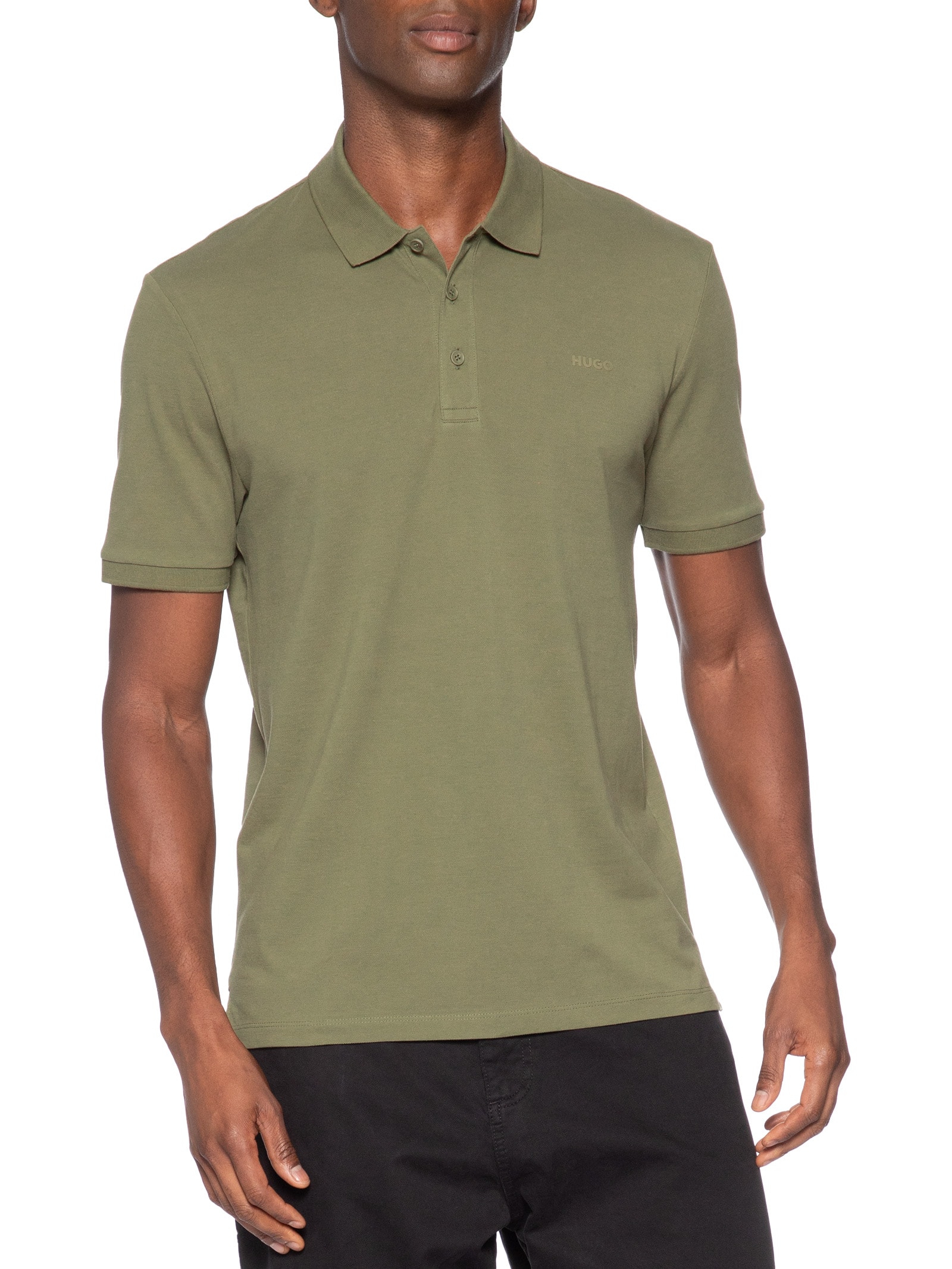 Polo Masculina Regular-Fit Logo Print Donos222 Verde Hugo