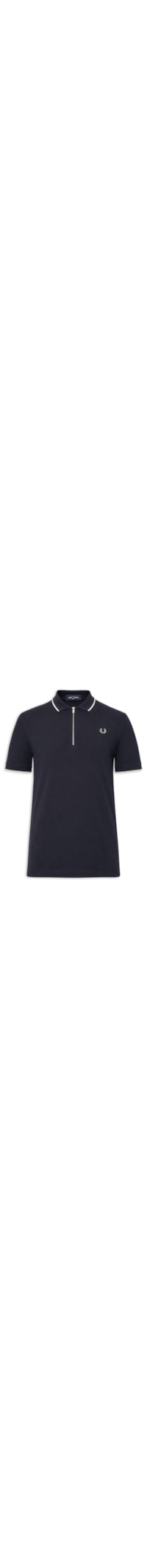 Polo Masculina Regular Fit Meio Zíper Em Crepe Piquet - Azul