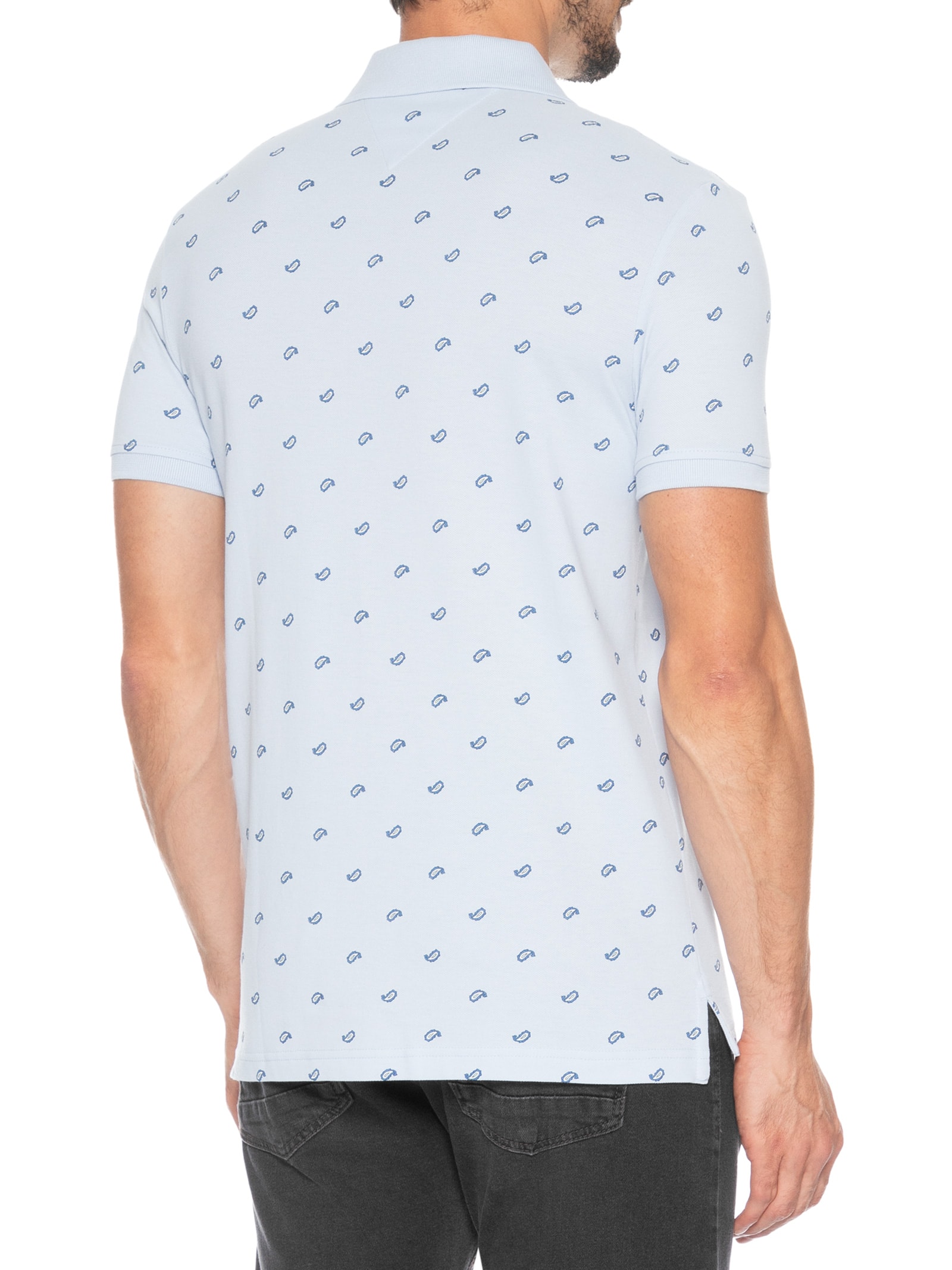 Polo Masculina Regular Fit Microestampa Paisley Em Piquet Azul Tommy Hilfiger