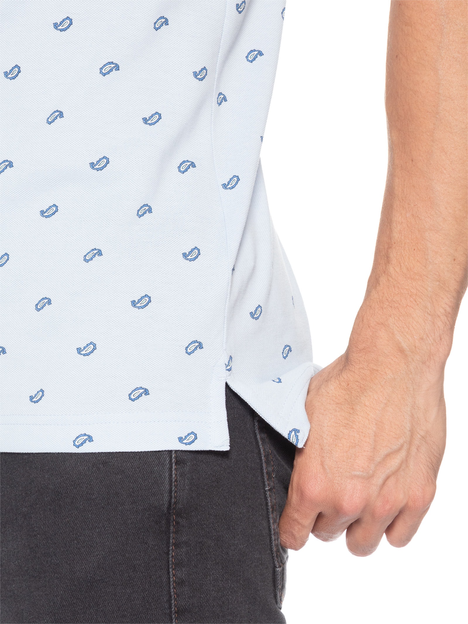 Polo Masculina Regular Fit Microestampa Paisley Em Piquet Azul Tommy Hilfiger