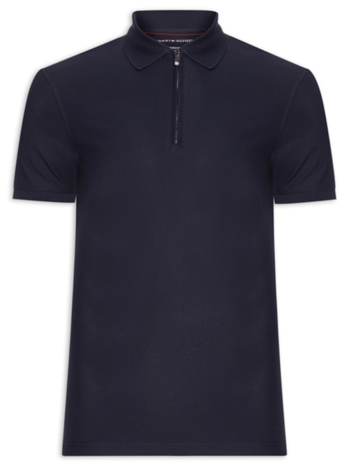 Polo Masculina Regular Fit Performance Half Zip Em Algodão Orgânico – Azul