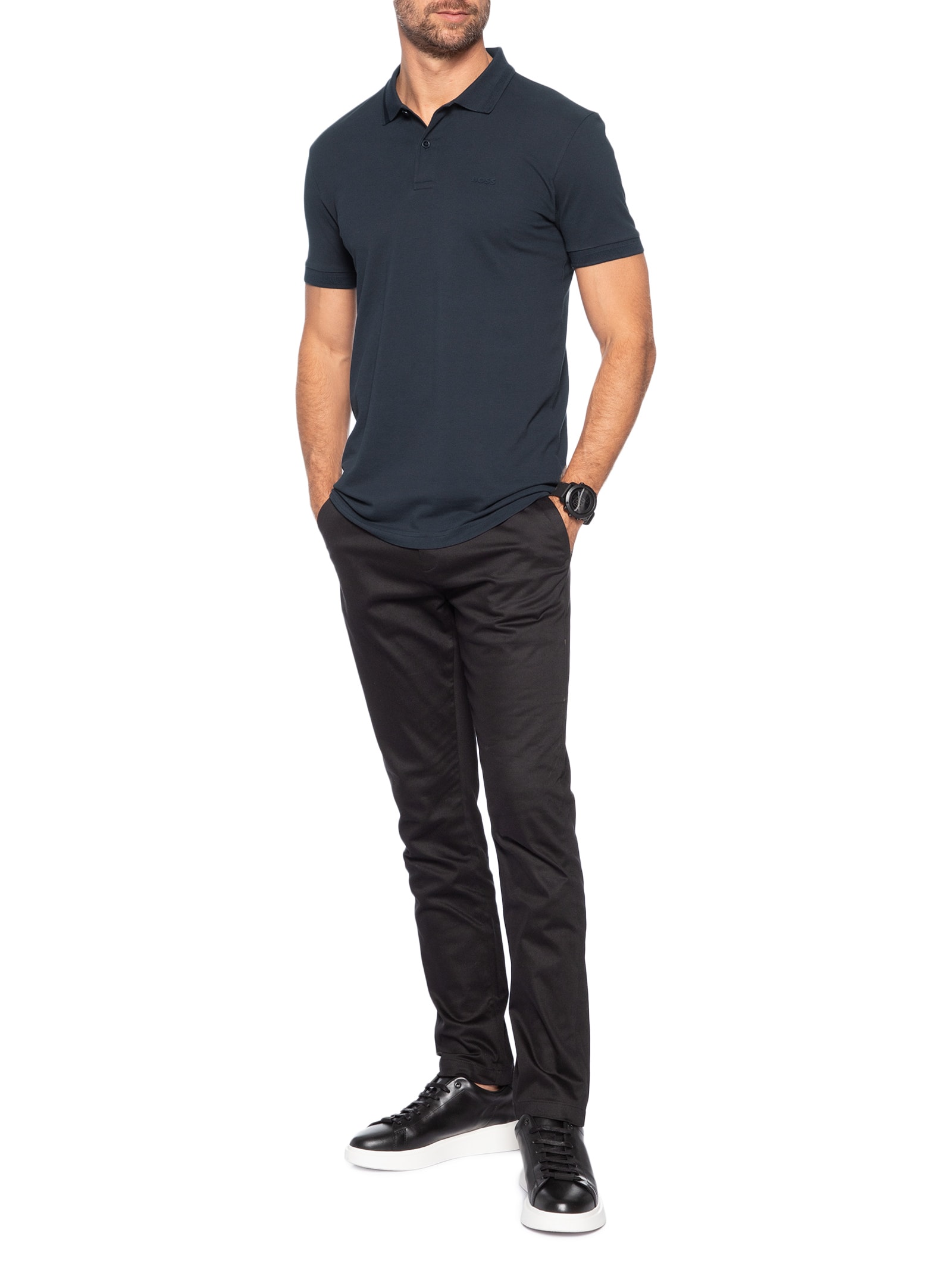 Polo Masculina Regular Fit Pio 1 Azul Boss