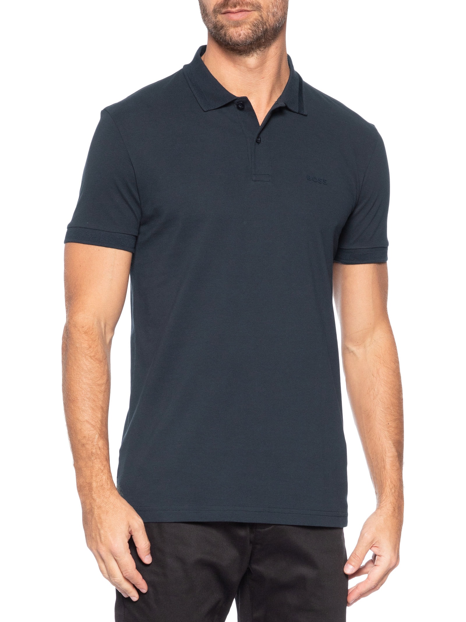 Polo Masculina Regular Fit Pio 1 Azul Boss