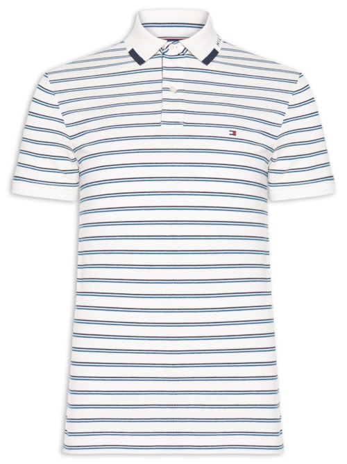 Polo Masculina Regular Fit Pique Grafic Collar – Azul