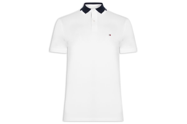Polo Masculina Regular Fit Pique Grafic Collar - Branco