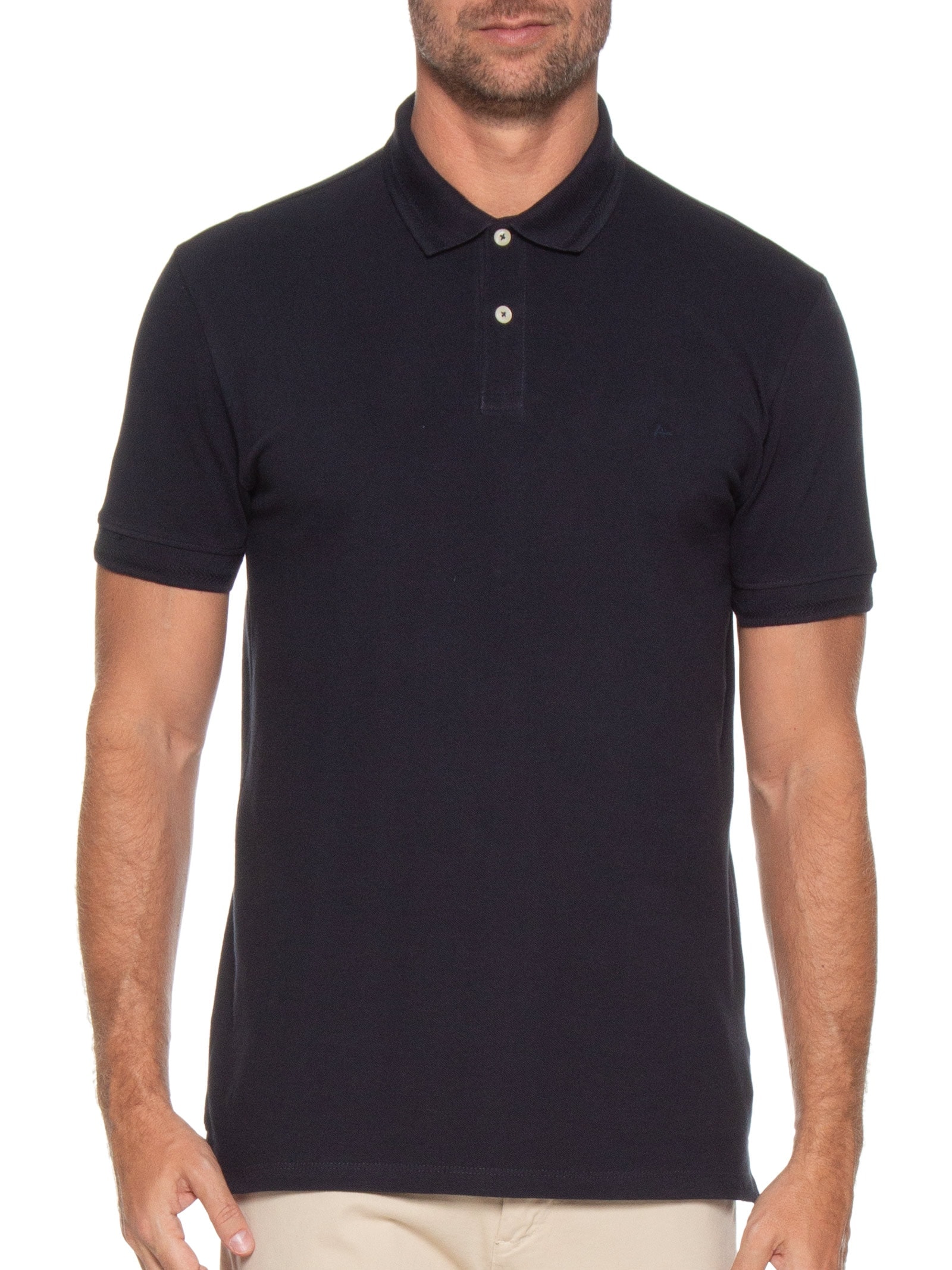 Polo Masculina Regular Fit Piquet Espinha de Peixe Azul Aramis