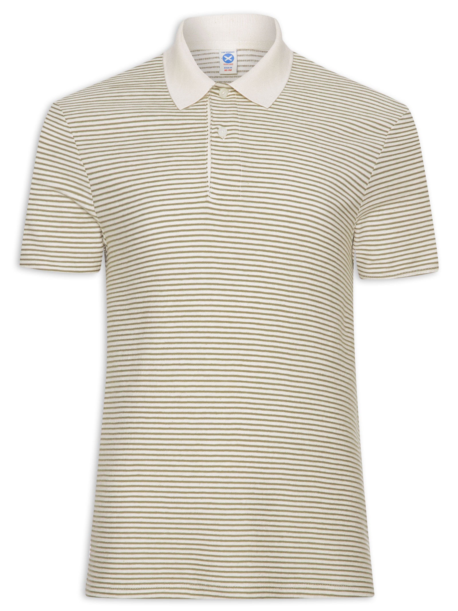 Polo Masculina Regular Fit Texturizada Listras Fio Tinto Off White Hering