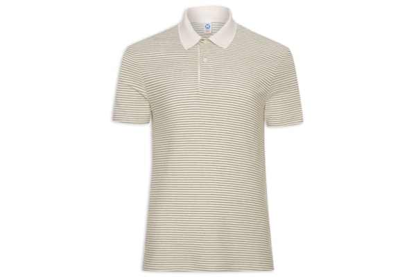 Polo Masculina Regular Fit Texturizada Listras Fio Tinto - Off White