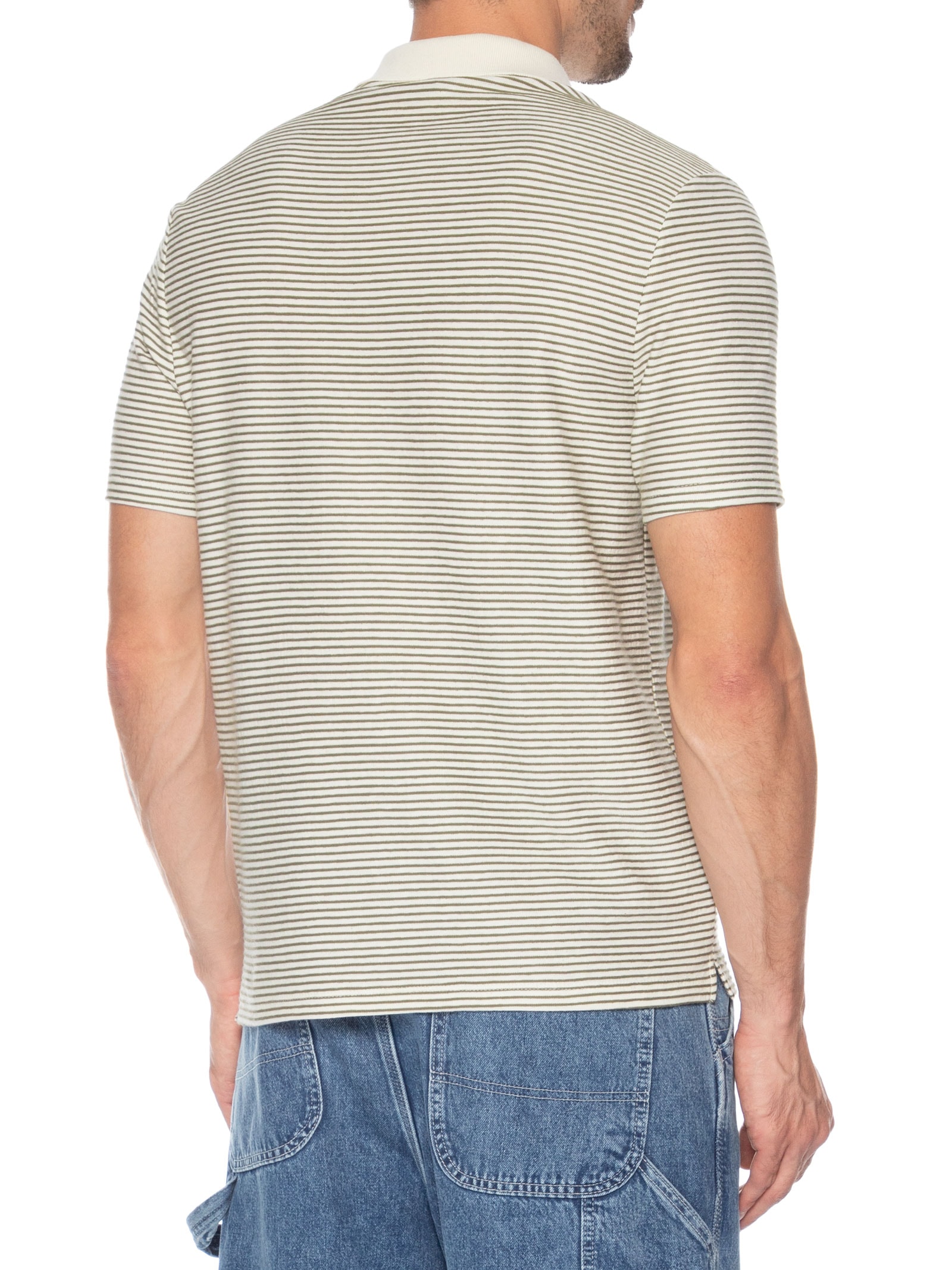 Polo Masculina Regular Fit Texturizada Listras Fio Tinto Off White Hering