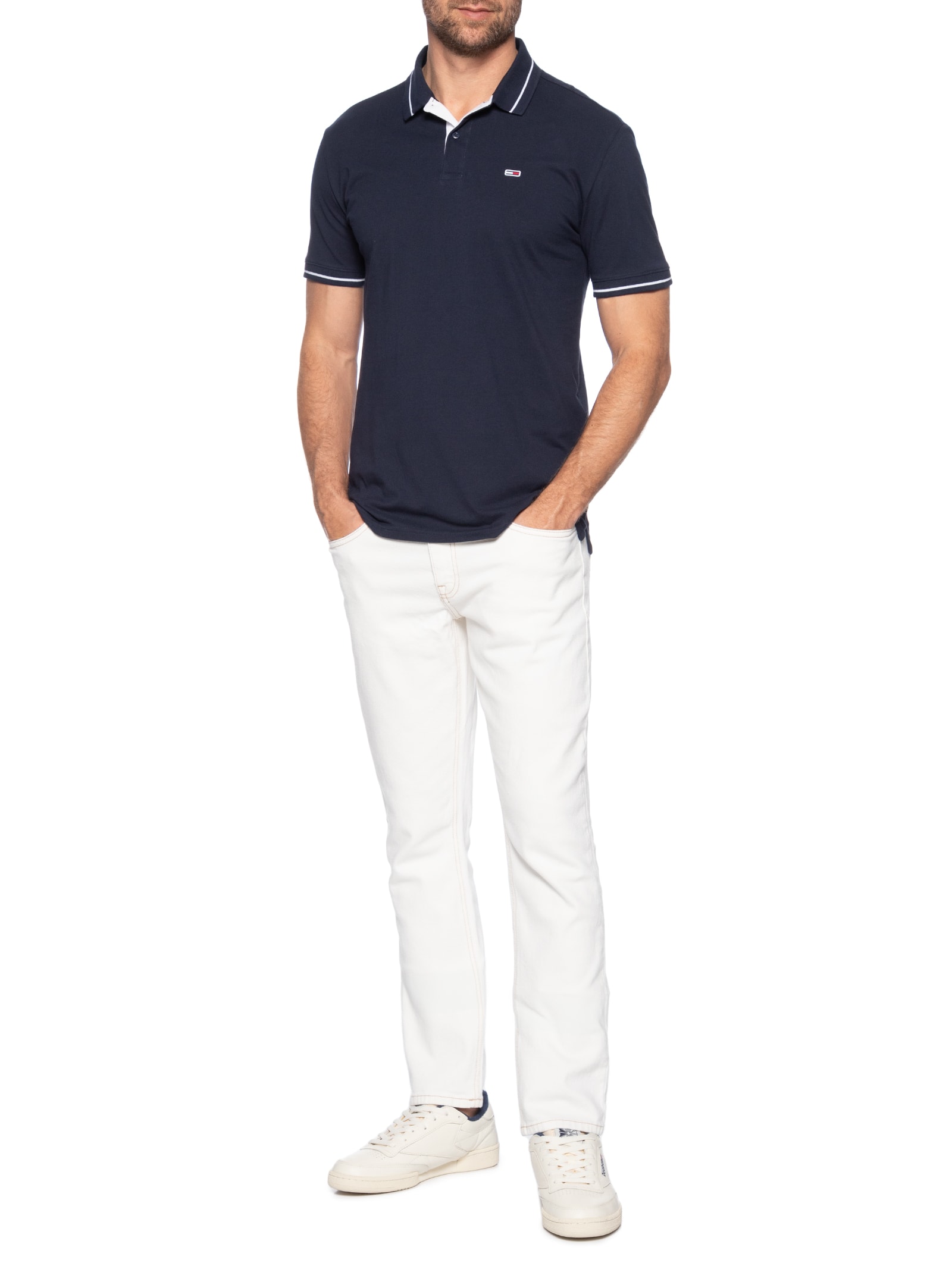 Polo Masculina Regular Fit Tipped Azul Tommy Jeans