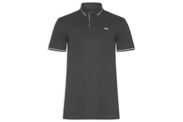 Polo Masculina Regular Fit Tipped - Cinza