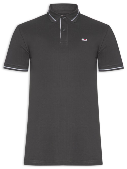 Polo Masculina Regular Fit Tipped – Cinza