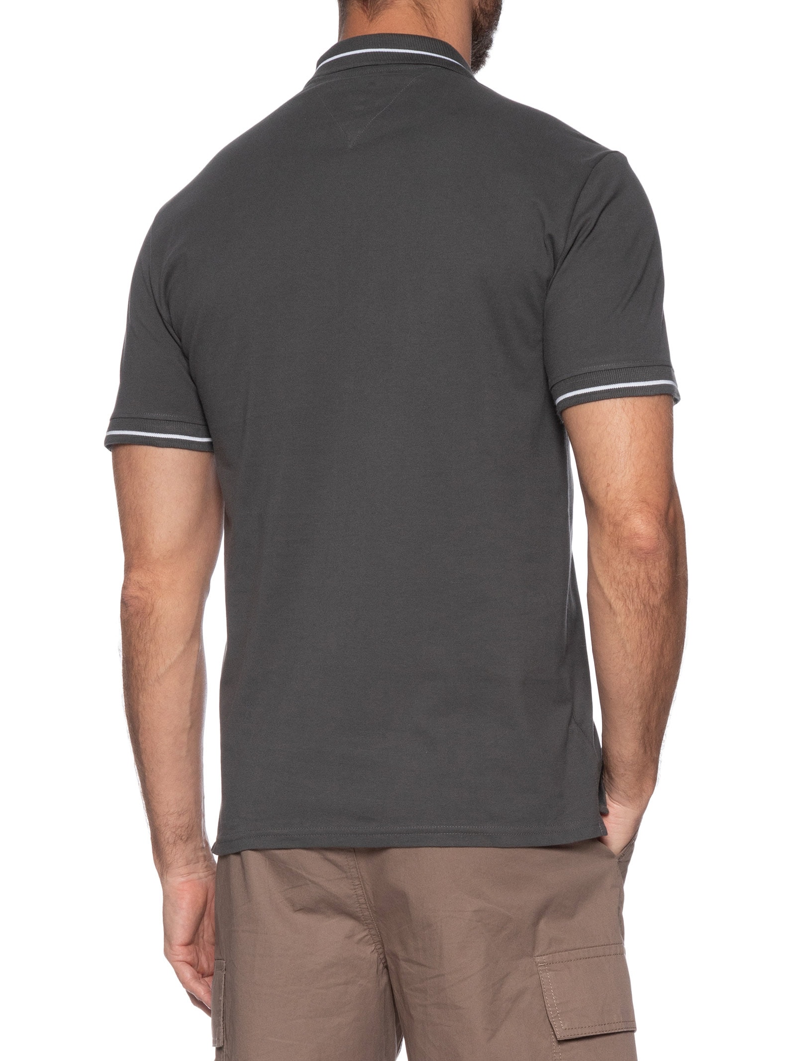 Polo Masculina Regular Fit Tipped Cinza Tommy Jeans