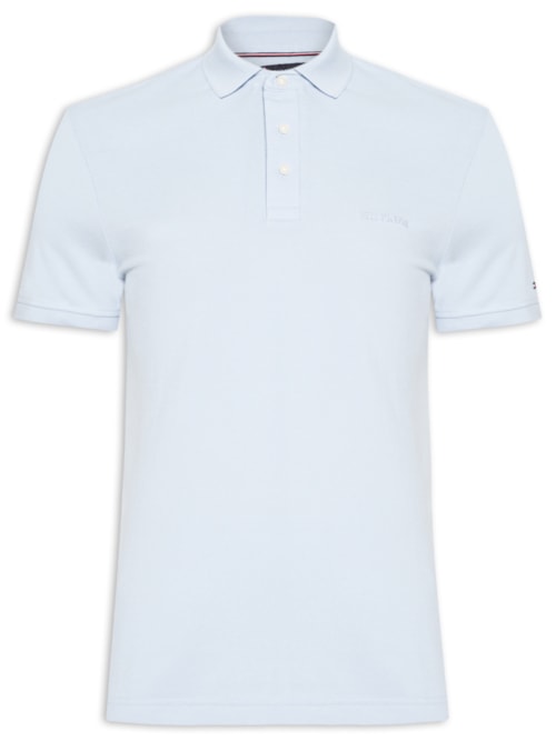 Polo Masculina Regular Fit Tonal Monotype Em Algodão – Azul