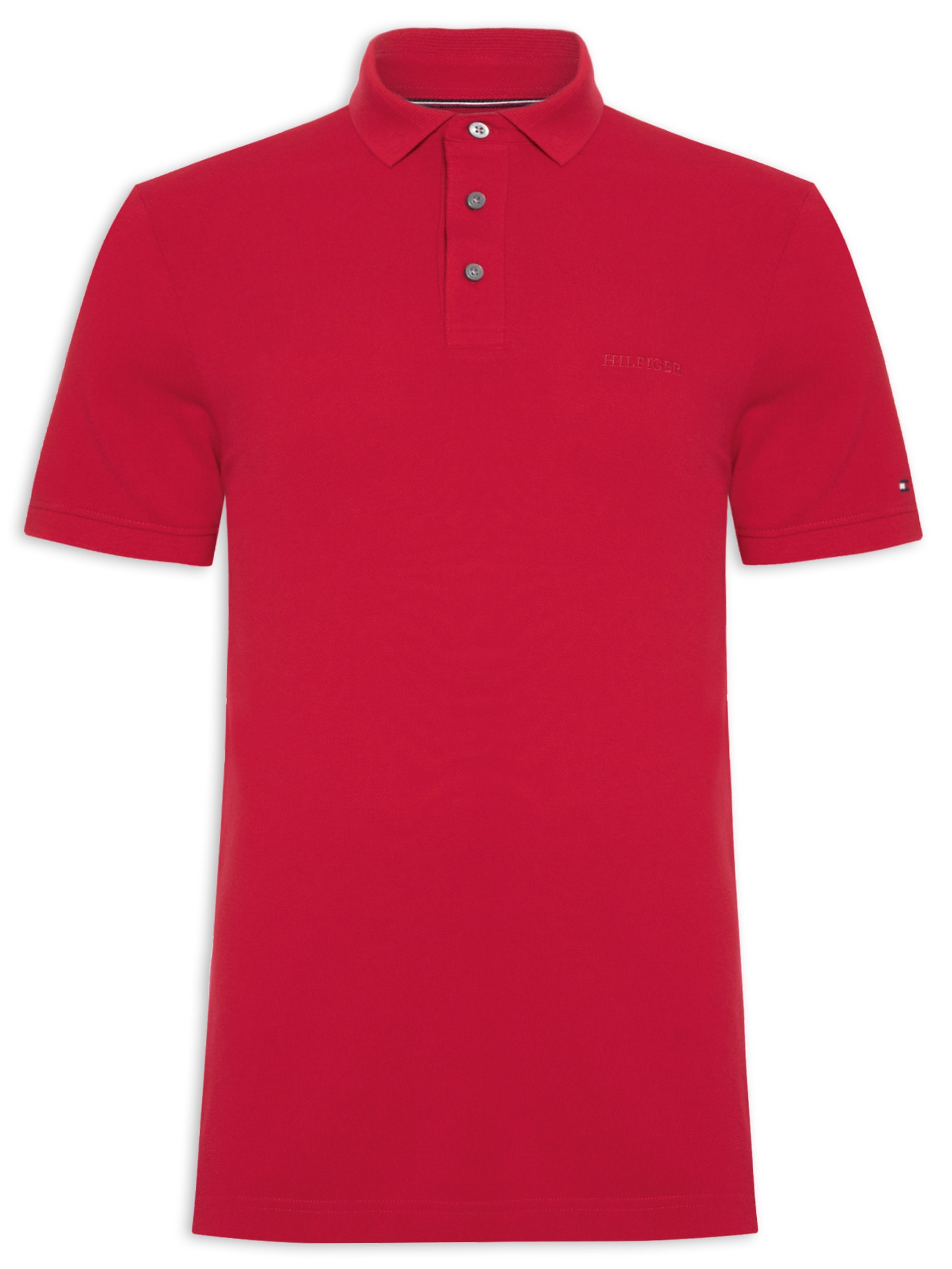 Polo Masculina Regular Fit Tonal Monotype Em Algodão Vermelho Tommy Hilfiger