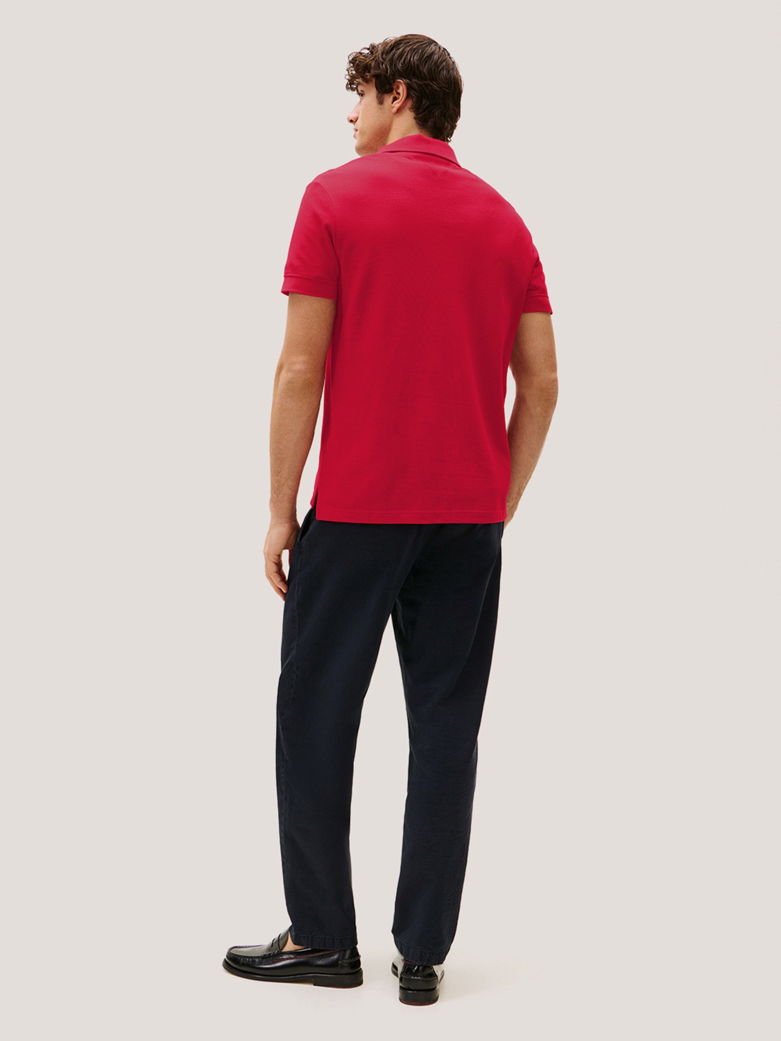 Polo Masculina Regular Fit Tonal Monotype Em Algodão Vermelho Tommy Hilfiger