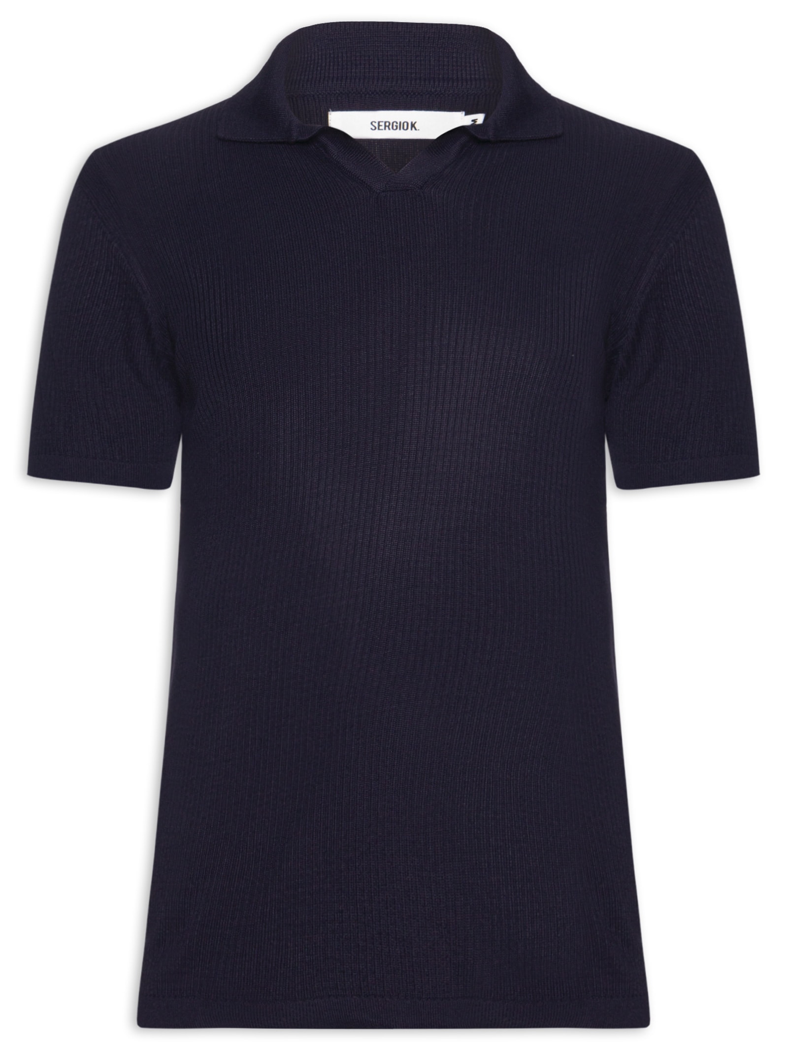 Polo Masculina Regular Fit Tricot Canelado Azul Sergio K