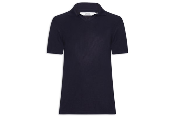Polo Masculina Regular Fit Tricot Canelado - Azul