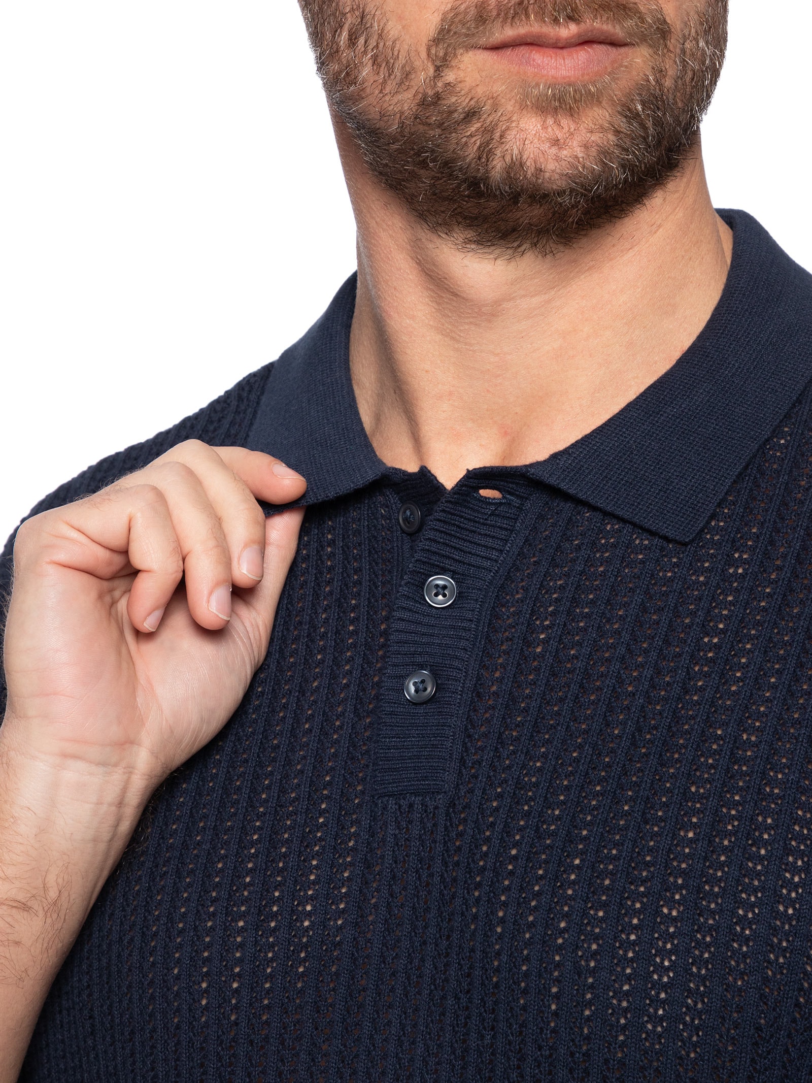 Hering - Polo Masculina Regular Fit Tricot Texturizado - Azul
