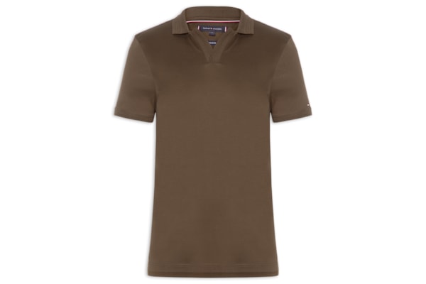 Polo Masculina Regular Fit V-Nk Interlock - Marrom
