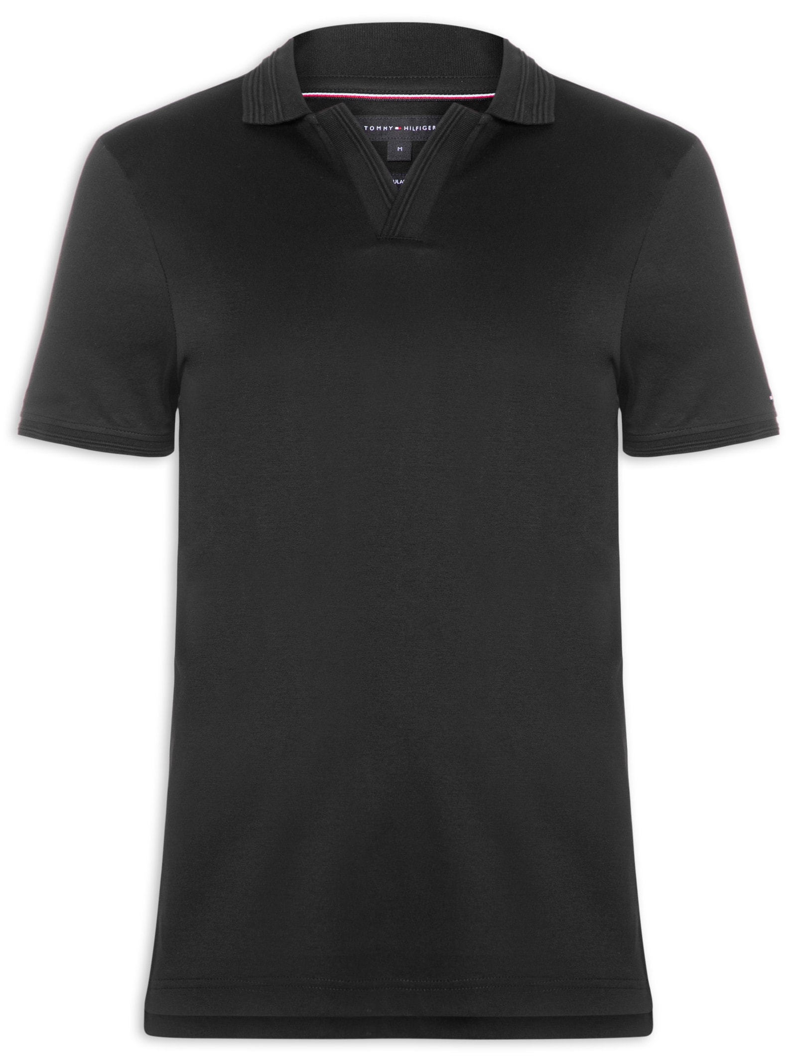 Polo Masculina Regular Fit V-Nk Interlock Preto Tommy Hilfiger