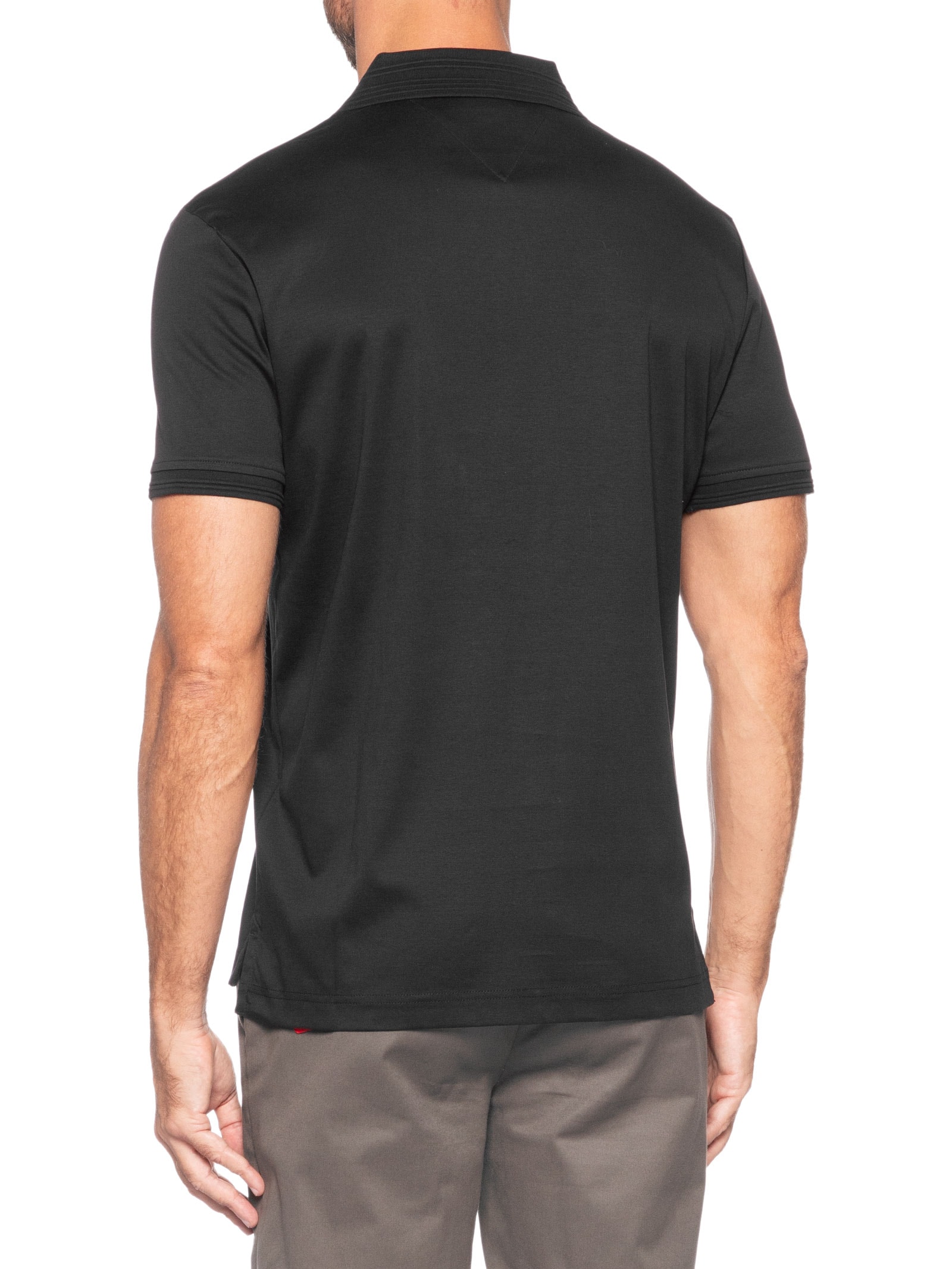 Polo Masculina Regular Fit V-Nk Interlock Preto Tommy Hilfiger