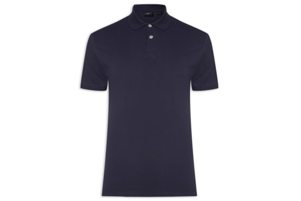 Polo Masculina Regular Fit Vista com Detalhe Interno - Azul